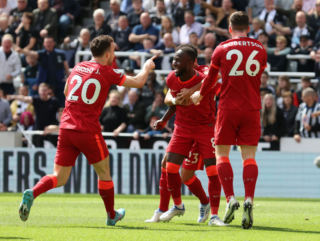 Naby Keita festeggia il suo gol grazie al quale il Liverpool ha battuto il Newcastle